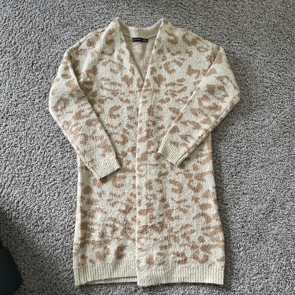 Black Tape animal print longer cardigan sweater Small